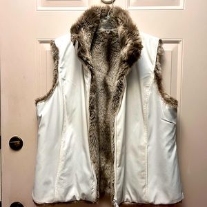 White and Fur Reversible Vest XL